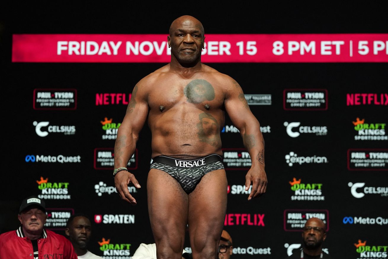 Paul vs. Tyson weigh-in results: Mike Tyson, Jake Paul come in nearly identical in weight