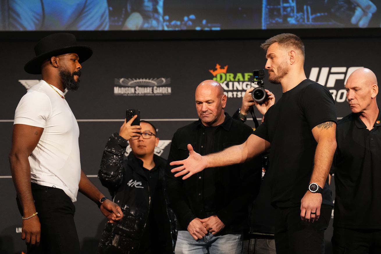 Jon Jones refuses to shake hands with Stipe Miocic, tells him ‘don’t ever mention my kids again’