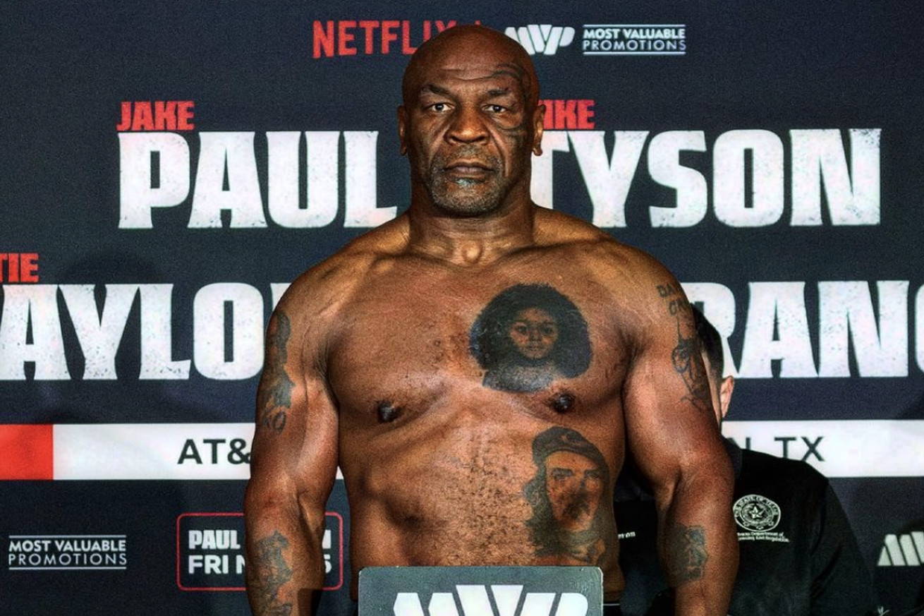 Mike Tyson looks shredded at 58 for official Paul vs. Tyson weigh-ins