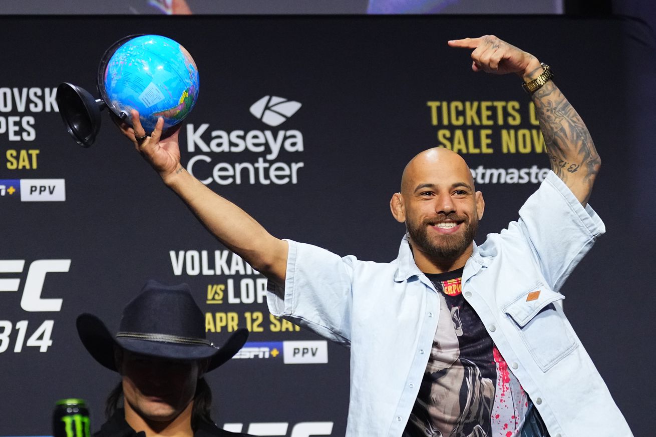 Jean Silva trolls Bryce Mitchell with globe at heated UFC 314 press conference