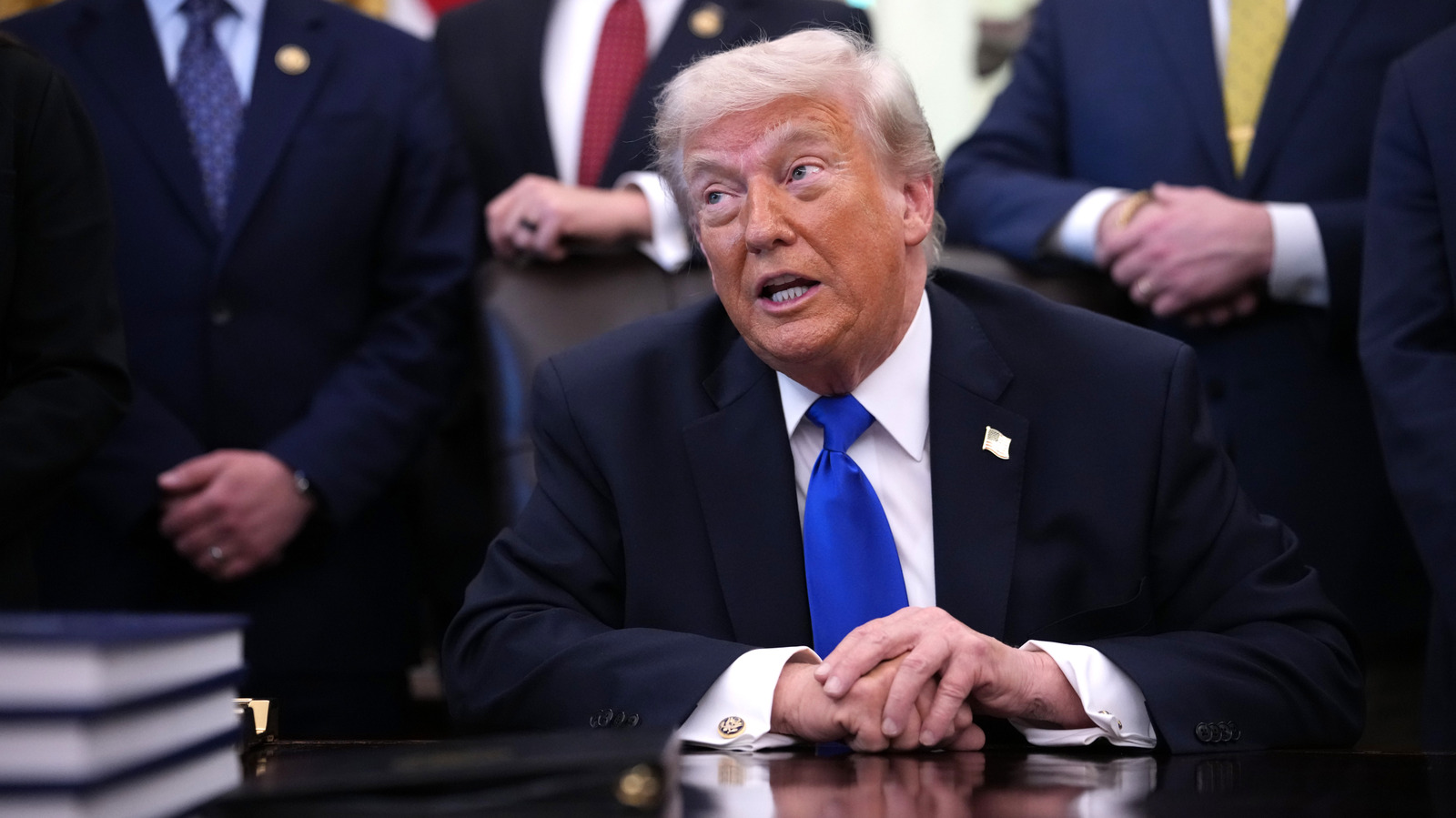 President Donald Trump Provides Update On UFC Arena Construction At The White House
